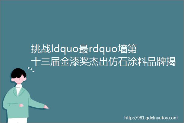 挑战ldquo最rdquo墙第十三届金漆奖杰出仿石涂料品牌揭晓